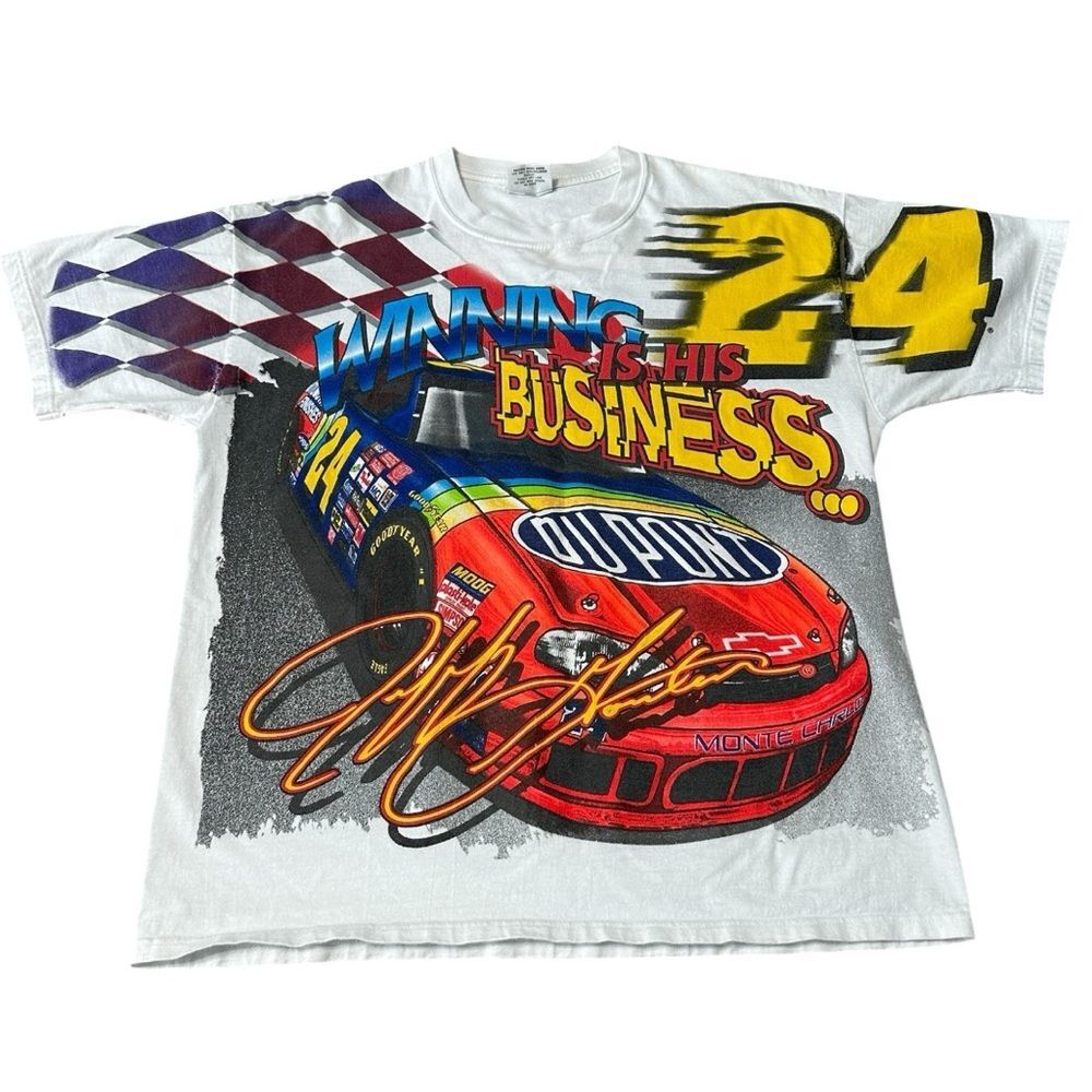 Vintage Jeff Gordon #24 DuPont NASCAR All Over Print T-Shirt Men’s Medium Chase